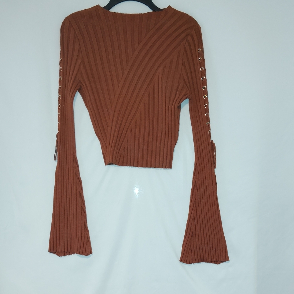 Source Unknown Ribbed Rust Sweater - image 1